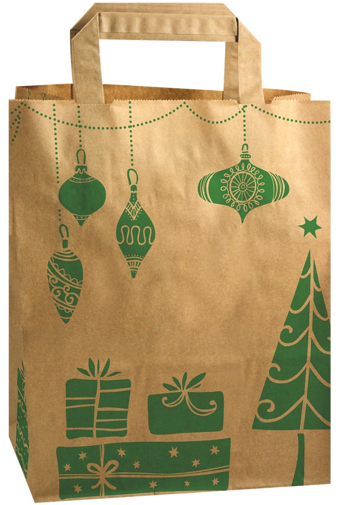 Sacs en papier recyclable à motif de Noël, 2 litres