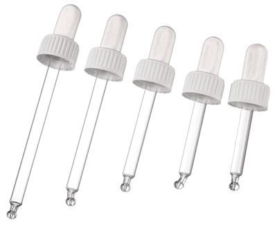 <p>Bouchons-pipettes (résistants à l'huile) pour flacon compte-gouttes GL 18, 10 ml</p>