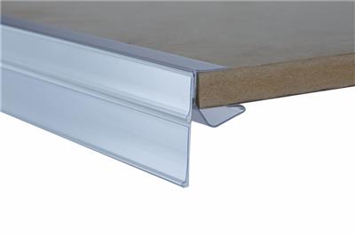 <p>Porte-étiquettes doubles pour étagères en verre et en bois (18+26 x 800 mm), Transparent, Épaisseur 18-22 mm</p>