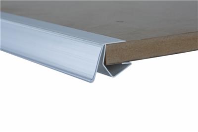 <p>Porte-étiquettes inclinés pour étagères en verre et bois (18 x 800 mm), Transparent, Épaisseur 5-10 mm</p>