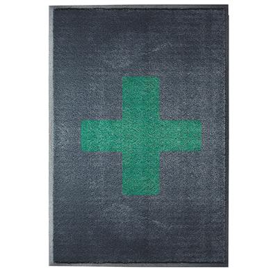 <p>Tapis d'accueil avec croix verte, anthracite</p>