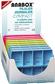<p>Présentoir piluliers journaliers ANABOX<sup>®</sup> colorés (18 pcs : 6 bleu, 6 rose, 6 vert)</p>